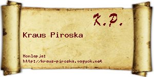 Kraus Piroska névjegykártya